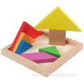 solid colorful 3D baby learning wood seven-piece puzzle